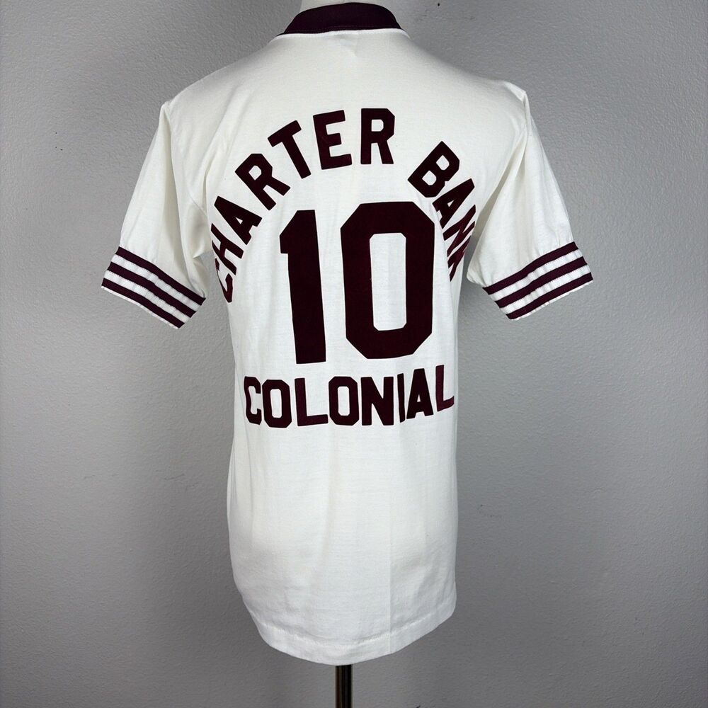 Vintage 80s Single Stitch Maroon White Retro Varsity Ringer T Shirt USA Blokette